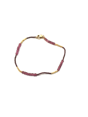 Garnet, Brown Seed & Gold Vermeil Bracelet