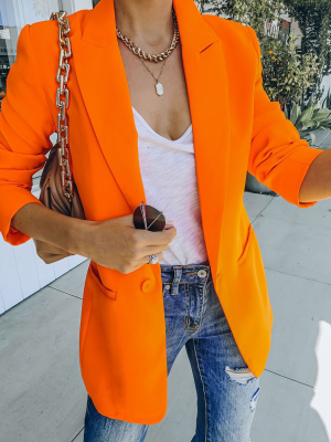 Standards Pocketed Blazer - Bright Orange - Final Sale