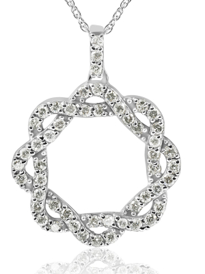 Pompeii3 1ct Vintage Diamond Infinity Intertwined Circle Pendant 14k White Gold (i-j,i2-i3)