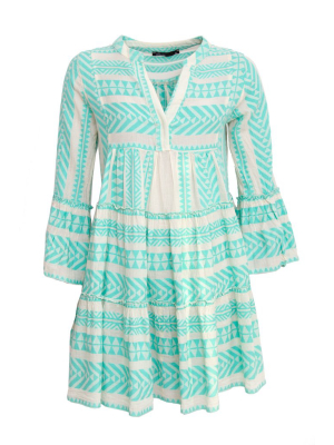 Short Ella Dress In Mint/off White