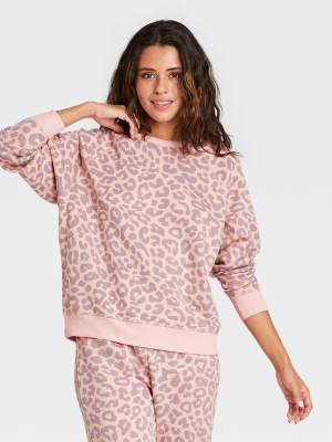 Women's Leopard Print Graphic Sweatshirt - Pink