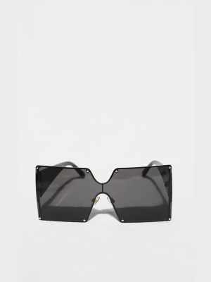 Black Square Lens Oversized Sunglasses