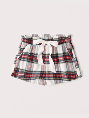 Paperbag Waist Flannel Shorts