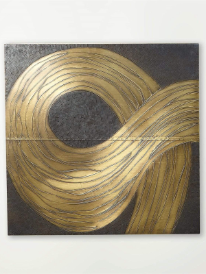 Global Views Currents Wall Panel C - Brass