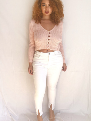 Plus White Split Front Skinny Jean