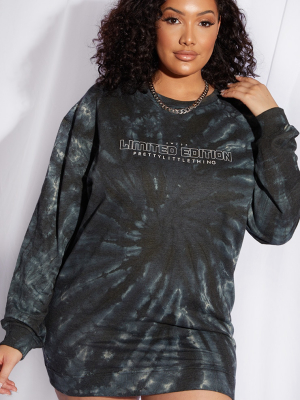 Prettylittlething Plus Dark Green Tie Dye Sweat...