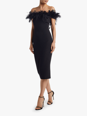 Feather Neckline Cocktail Dress