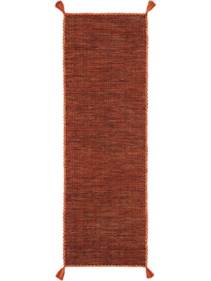 Montauk Washed Orange/black Runner Rug