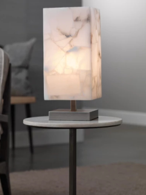 Ghost Axis Table Lamp Alabaster And Silver