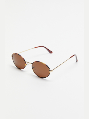 Slim Metal Oval Sunglasses