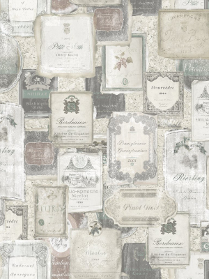 Vintage Wine Wallpaper In Aged Neutral From The Vintage Home 2 Collection By Wallquest