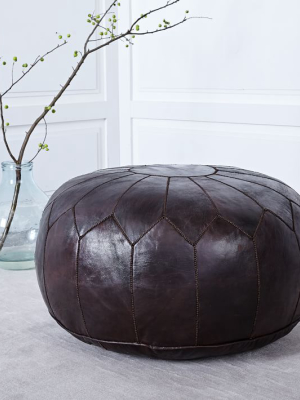 Moroccan Leather Pouf - Large