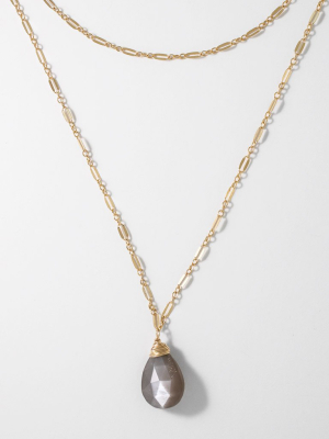 Choker Wrap Gemstone Necklace - Gray Moonstone