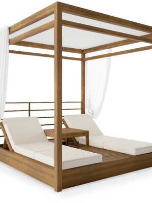 Savannah Teak Twin Outdoor Daybed Canopy Set