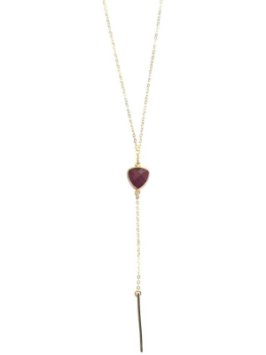 Ruby Lariat Bar Necklace