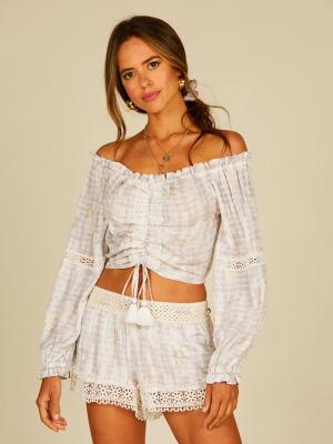 Crochet Off Shoulder Crop Top