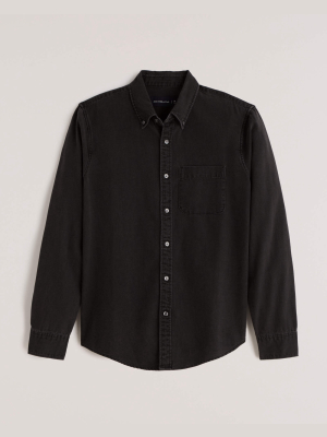 Black Denim Button-up Shirt