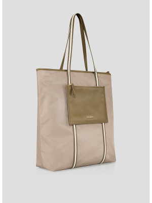 Nylon And Leather Tote Bag