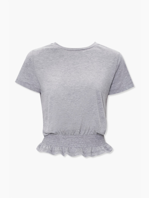 Smocked Ruffle-trim Tee