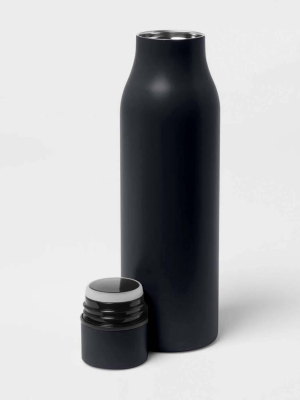 20oz Stainless Steel Vacuum Water Bottle Solid Matte Black - Room Essentials™