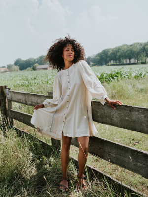 Off White Handcrafted Shirt Dress