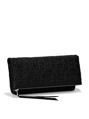 Gabriel Leather Fold Over Clutch, Black