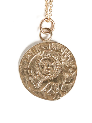 Lioness Gold Coin Necklace, 18"