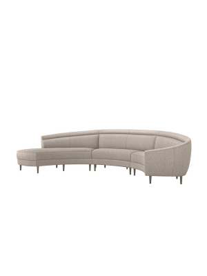 Capri Left Chaise 3 Piece Sectional In Various Colors