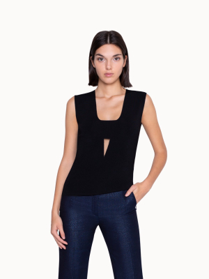 Sleeveless Knit Top With Chest Cut-out