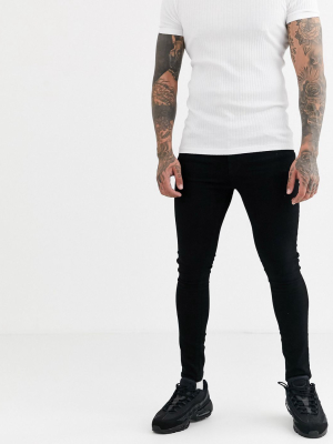 Asos Design Spray On Jeans In Power Stretch Denim In Black