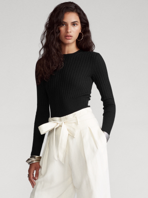 Ribbed Wool Crewneck Sweater