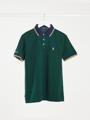 Polo Ralph Lauren Regular Fit Polo Shirt In Green With Tipped Collar