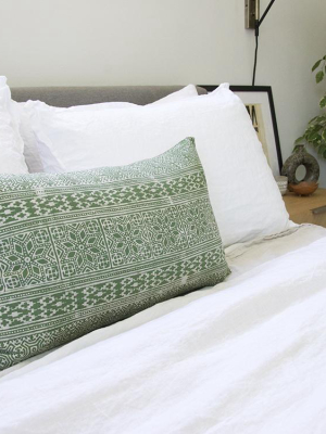 Batik Lumbar Pillow - Leaf Green - 14x22