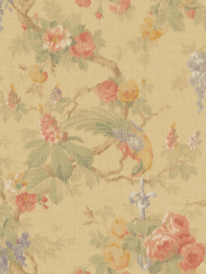 Garden Linen Wallpaper In Neutrals And Multi From The Watercolor Florals Collection By Mayflower Wallpaper