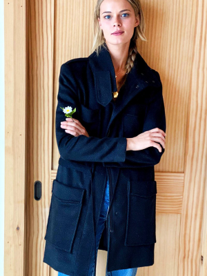 Army Coat - Charcoal Wool Cashmere