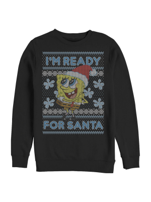 Men's Spongebob Squarepants Ugly Christmas Ready Santa Sweatshirt