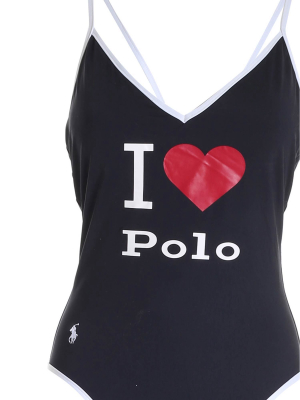 Polo Ralph Lauren Slogan Print Swimsuit