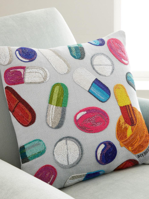 Happy Pills Beaded Pillow