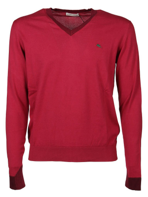 Etro Logo Embroidered V-neck Jumper