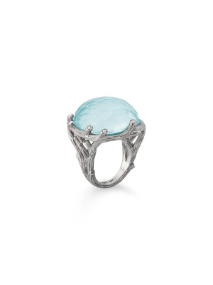 Enchanted Forest Ring With Turquoise Doublet And Diamonds