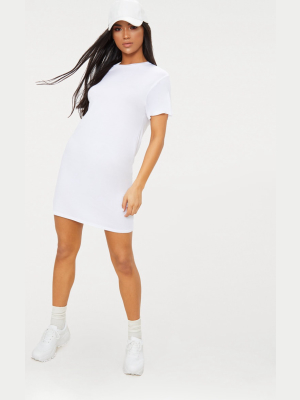 Basic White Short Sleeve T Shirt Dress