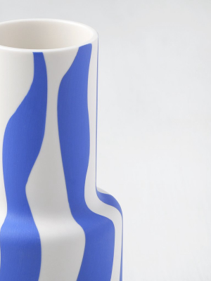 Cobalt Blue Stripe Porcelain Vase