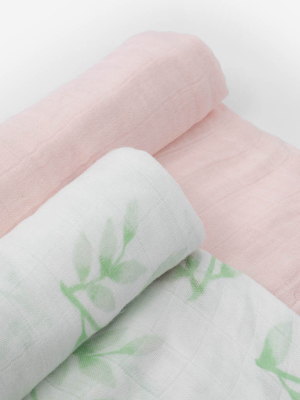 Deluxe Muslin Swaddle Blanket Set - Blush Peony