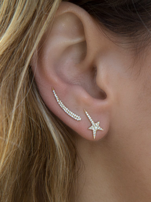14kt Yellow Gold Diamond Star Wand Earrings