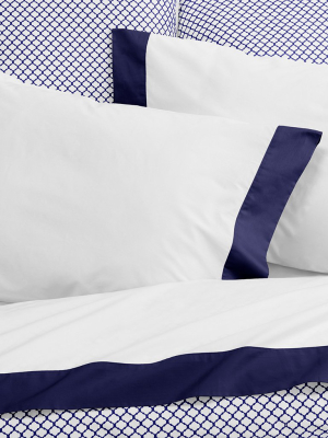 Navy Blue Border Sheet Set  (fitted, Flat, & Pillow Cases)