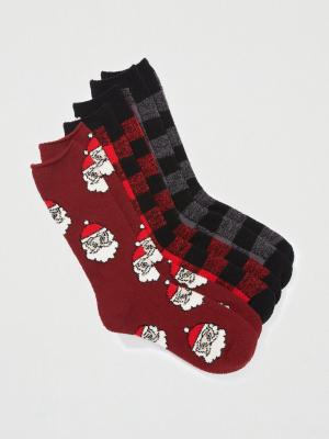 Aeo Holiday Fuzzy Socks 3-pack