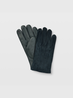 Tech-enabled Suede Blocked Gloves