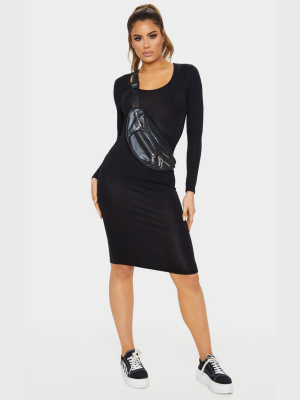 Tall Black Long Sleeve Midi Dress