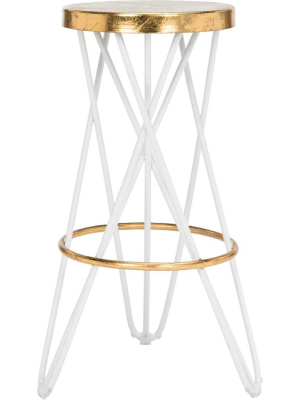 Lorenzo Gold Leaf Bar Stool White