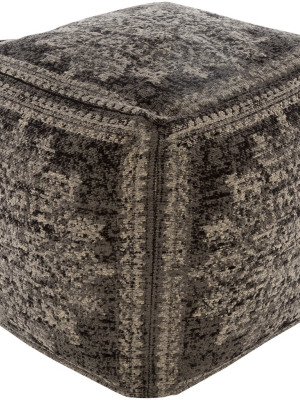 Lendon Jacquard Pouf In Medium Gray